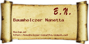 Baumholczer Nanetta névjegykártya